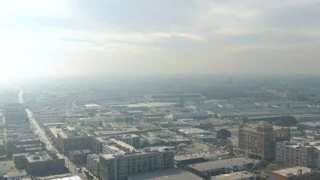 Aerial view of Los Angeles skyline with urban city landscape, downtown