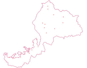 福井県　地図　白　斑点　イラスト