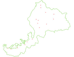福井県　地図　白　斑点　イラスト