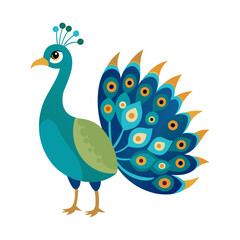 peacock with feathers isolated on a transparent background