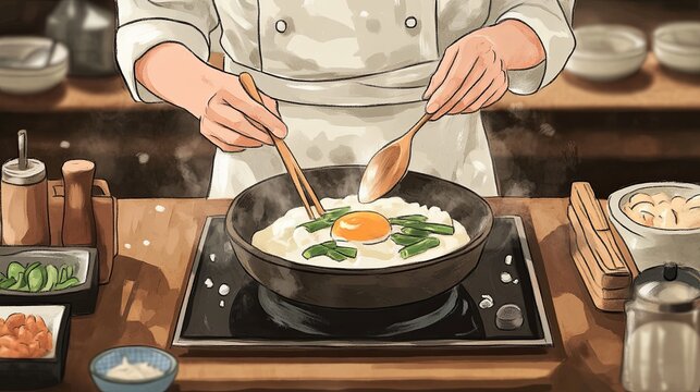 A chef preparing a gourmet dish, advertising a cooking class digital