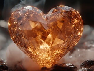 Glowing Heart Gem in Smoke
