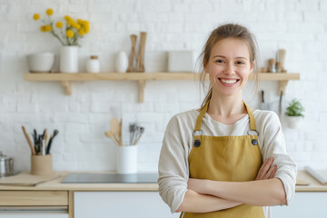 young woman cooking in kitchen