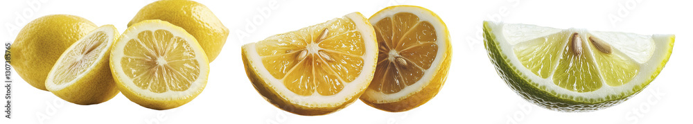 Poster a png image of lemon fruit slices isolated against a transparent background
