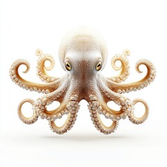 Obraz premium A detailed close-up of an octopus, showcasing its vibrant orange and brown skin, large eyes, and numerous tentacles