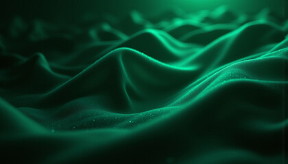 Obraz premium Luxurious emerald fabric waves create serene and elegant atmosphere