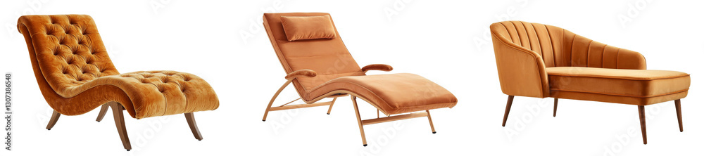 Poster on a transparent background, an orange chaise lounge is shown in isolation, a product of generative 