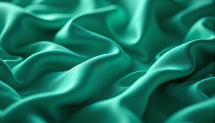Obraz premium Luxurious green satin fabric with soft, flowing texture and rich color