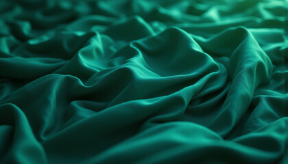 Obraz premium Luxurious dark teal fabric with soft, flowing folds and textures