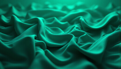 Obraz premium Soft emerald fabric waves create serene and calming atmosphere