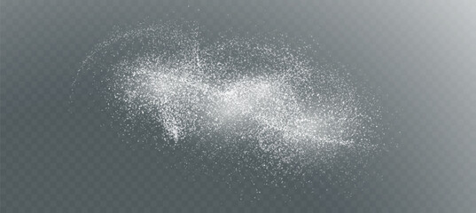 Powder, talc. Flour, sugar and salt texture isolated on transparent background. Dust, spices and seasonings effect, vector png.
