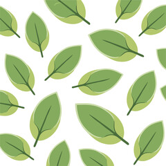 Abstract mint leaves pattern on a gradient green background. Stylish botanical vector illustration for branding and design
