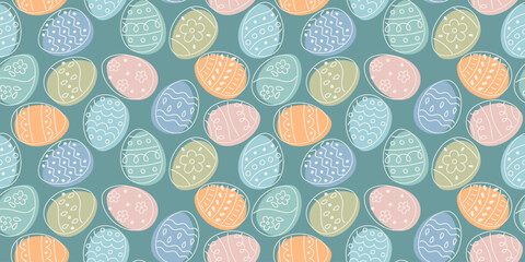 Festive Easter seamless pattern. Seamless background with decorative eggs. Cute spring pattern for fabric, wallpaper, gift wrap, banners, cards
