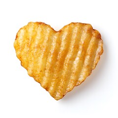 Crispy Heart-Shaped Potato Chip Isolated on White Background