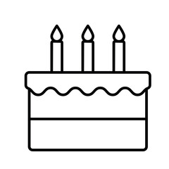 Flat birthday cake and candles outline symbol design. Templates for design, posters, projects, banners, logo, and business cards. Vector illustration.