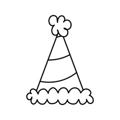 Flat birthday hat outline symbol design. Templates for design, posters, projects, banners, logo, and business cards. Vector illustration.