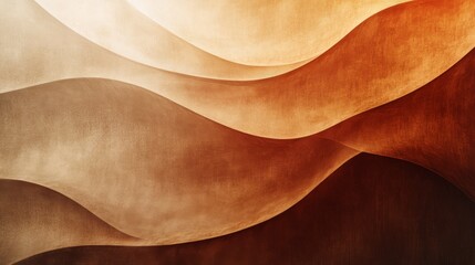 Abstract artwork depicting smooth curving layers of warm colors