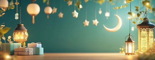 Eid Mubarak colorful luxury Islamic background with decorative ornament, eid Mubarak social media post design.