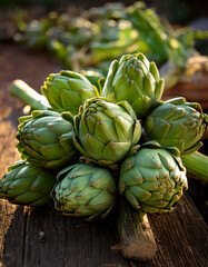 Obraz premium artichokes at the market, a nice bunch of artichokes, beautiful and good to cook with many recipes