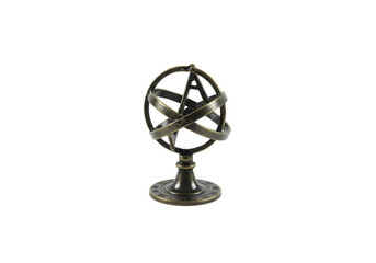 Obraz premium Antique Brass Armillary Sphere Model on Stand for Educational, Decorative, or Vintage Collectible Use in Home or Office