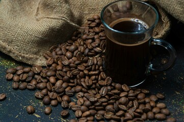 coffee beans in a cup