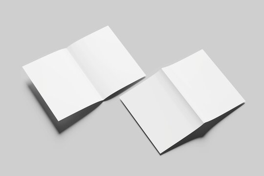 bi-fold brochure mockup blank. 3d rendering