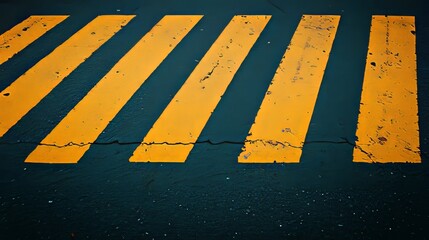 The lines on the wet asphalt road, fallen autumn leaves, and a blurred background