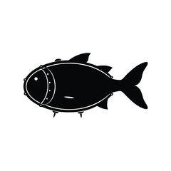 Red Drum Silhouette Vector Art | Black Red Drum Fish Illustration Design