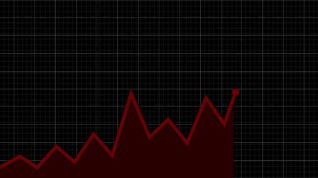 Business profit and loss bar graph with arrow -transparent background. Animation of lines tracking and financial data processing on black background.
