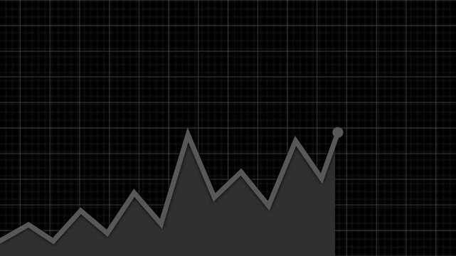 Business profit and loss bar graph with arrow -transparent background. Animation of lines tracking and financial data processing on black background.