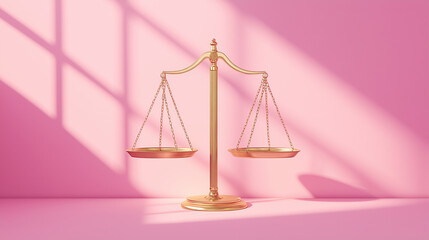 Gold scale with a pink background