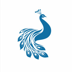 peacock logo design with a towering tail and a leaf shape