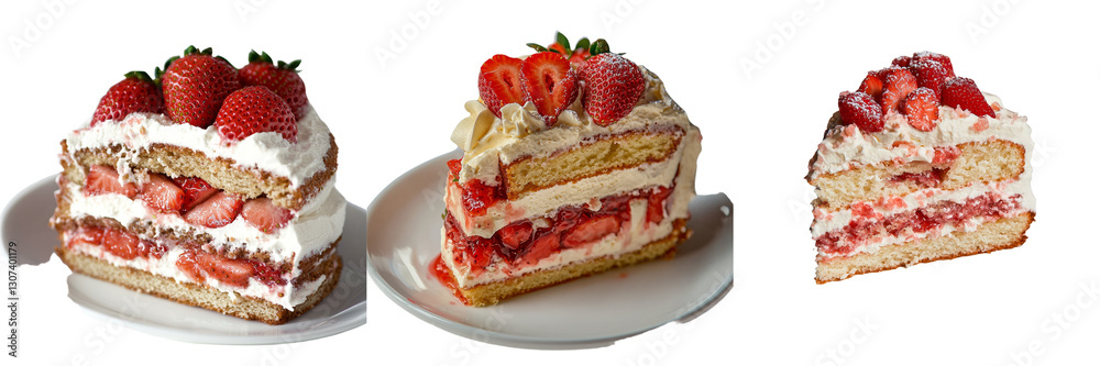 Poster an isolated slice of vanilla cake on a transparent or white background is available in png