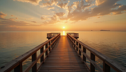 Fototapeta premium Calm Seascape Sunset Pier