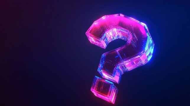 Neon Question Mark Graphic, Abstract, Digital Art, Background Use