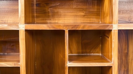 Handmade Wooden Bookshelf Displaying Rich Oak Tones in Soft Light