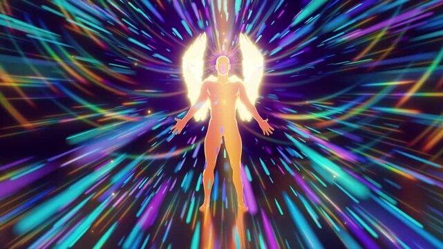 looped 3d animation. The healing radiation of an angel
