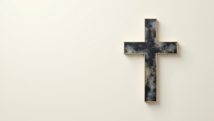 Naklejka premium Cross on the wall with a rough texture.
