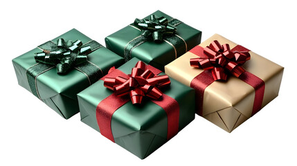 Obraz premium Gift Boxes with Ribbons Isolated on White Background