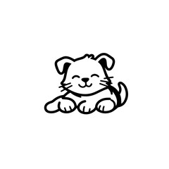 pet logo vector with cat and dog in one continouos line