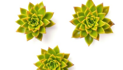 Single succulent plant, vibrant green leaves, isolated on pure white background, vibrant, horizontal