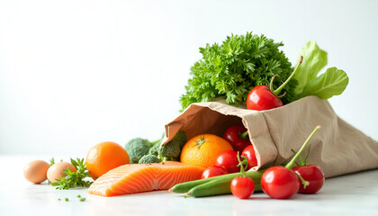 Fresh Vegetables and Organic Produce in a Paper Bag