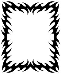 black and white neo tribal cyberpunk frame design, Y2k frame style