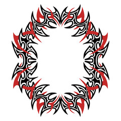 Oval Neo tribal Y2k tattoo frame border design, neo tribal frame for photo, social media, flyer, poster, or social media 