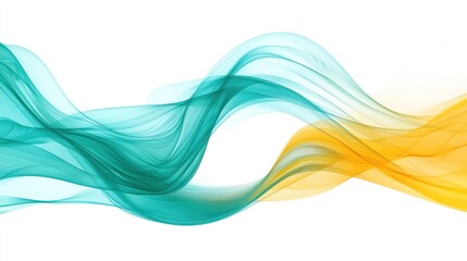 Fototapeta premium Two Abstract Wavy Forms In Teal And Yellow Colors