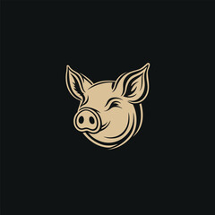 pig logo black simple flat icon on white background