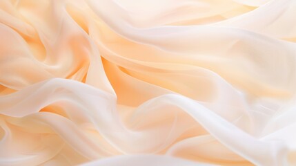Obraz premium Soft Flowing Fabric With White and Peach Colored Translucent Textile Layers