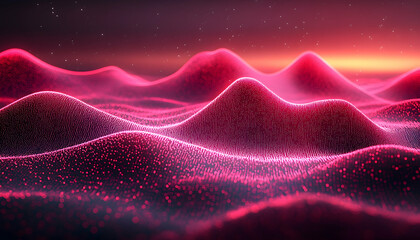 Obraz premium Pink Glowing Hills Abstract Digital Landscape
