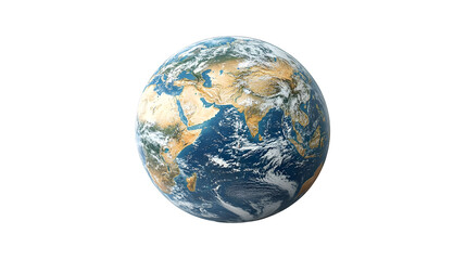 Fototapeta premium Rotating Earth Shows Continents and Oceans, Isolated on White Background