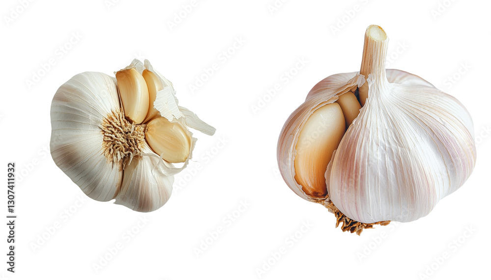 Aufkleber fresh garlic is depicted in isolation on a transparent background as a png file